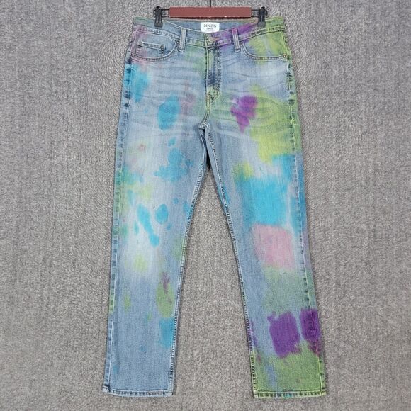 Denizen From Levis Jeans Mens 32x29* Blue 231 Athletic Fit Stretch Denim Tie Dye - Picture 1 of 12